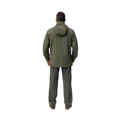 Back photo of the Tomahawk Performance Crosswind Jacket, a tactical windbreaker, in Ranger Green color way.